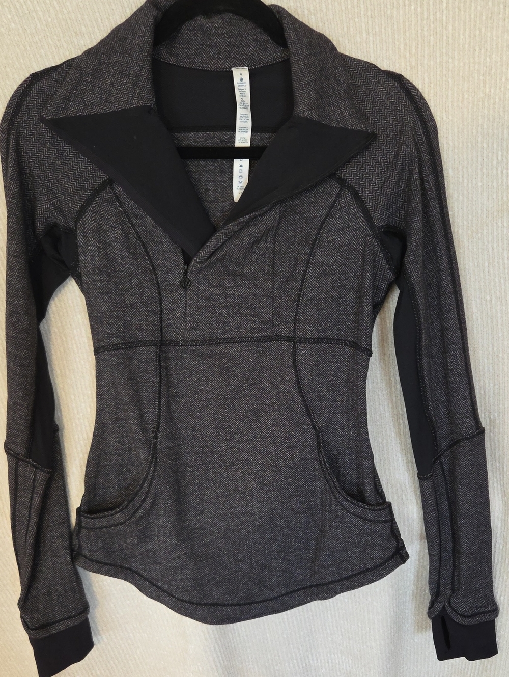 lululemon athletica Women's Charcoal Herringbone Funnel-Neck Pullover
